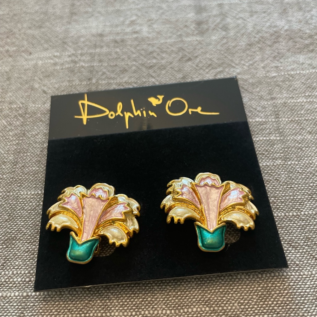 Gold And Pink Earrings